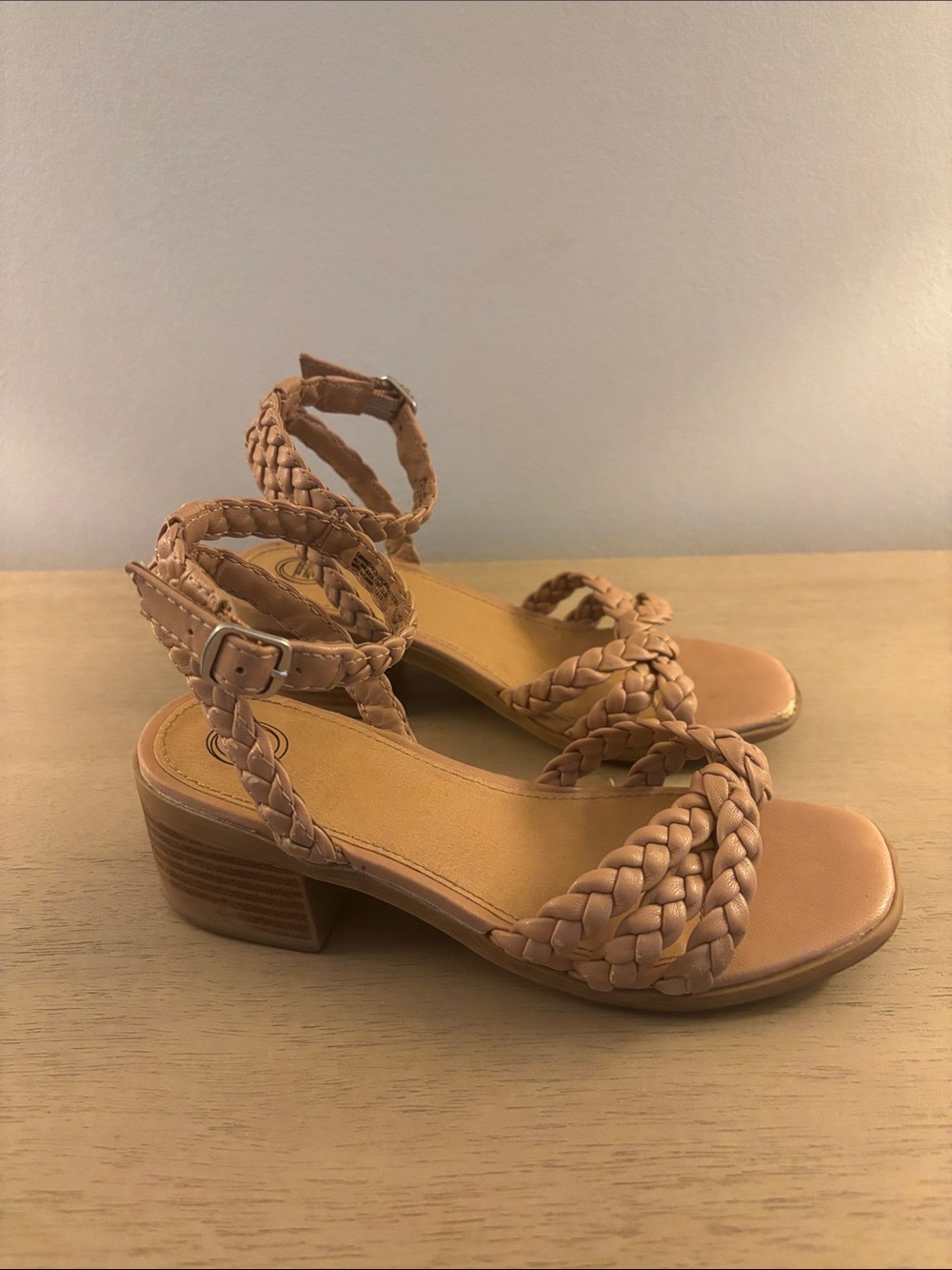 wonder nation Braided Ankle-Strap Sandals — Light Brown